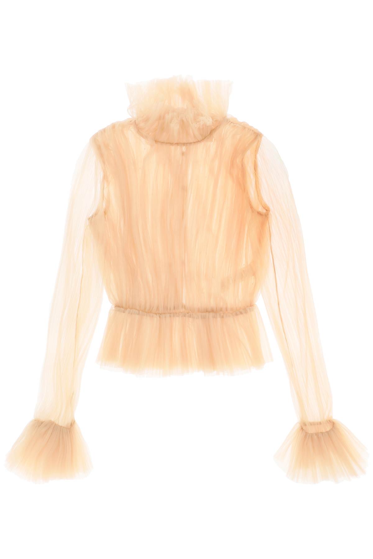 Khaite Long-sleeve Tulle Blouse In Nude (beige)
