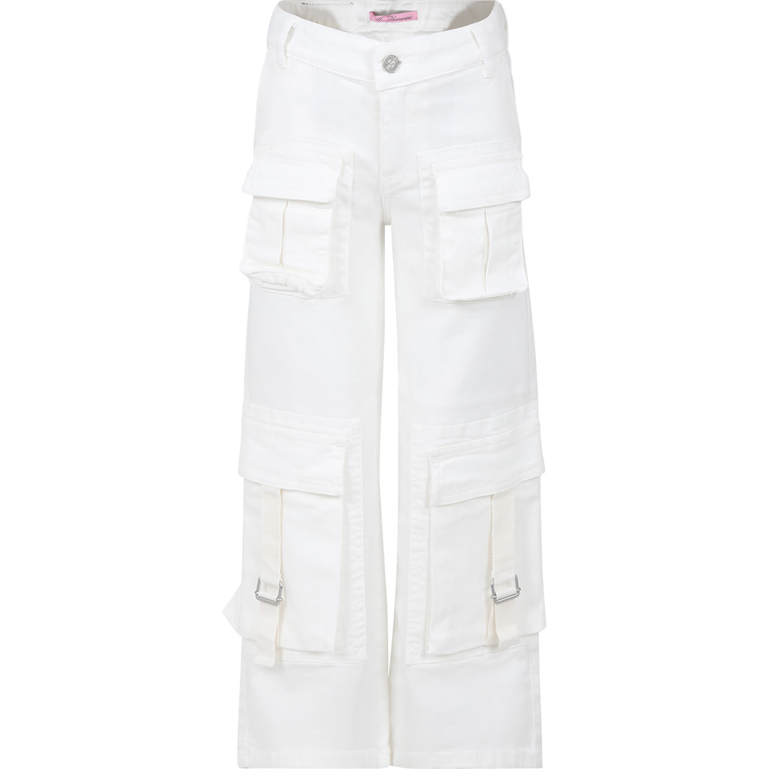Blumarine Kids' Ivory Trousers For Girl With Logo