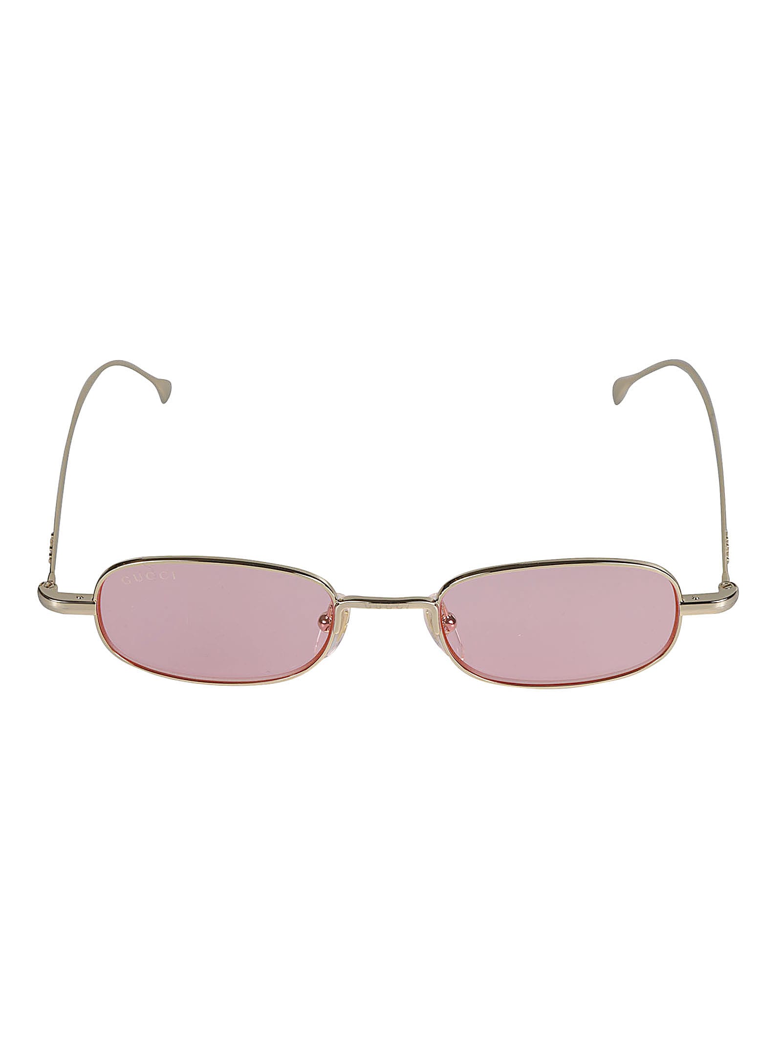 Shop Gucci Oval Logo Lens Sunglasses In Gold