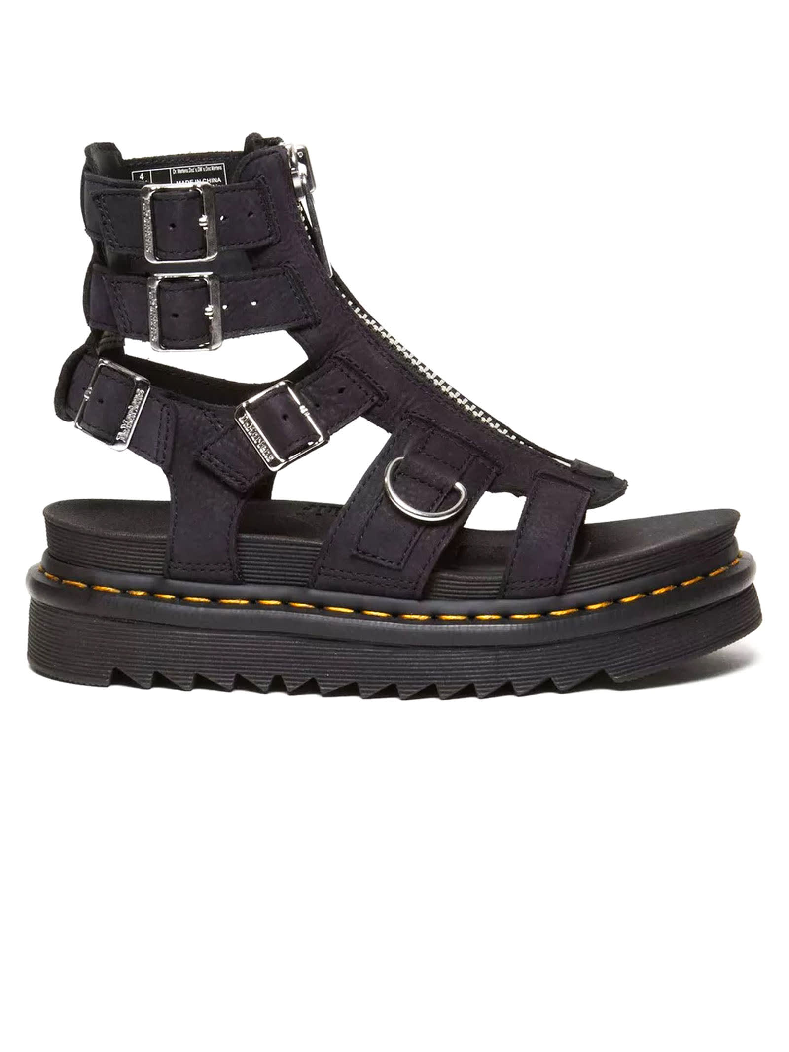 Shop Dr. Martens' Olson Sandals In Charcoal Grey Tumbled Nubuck In Black