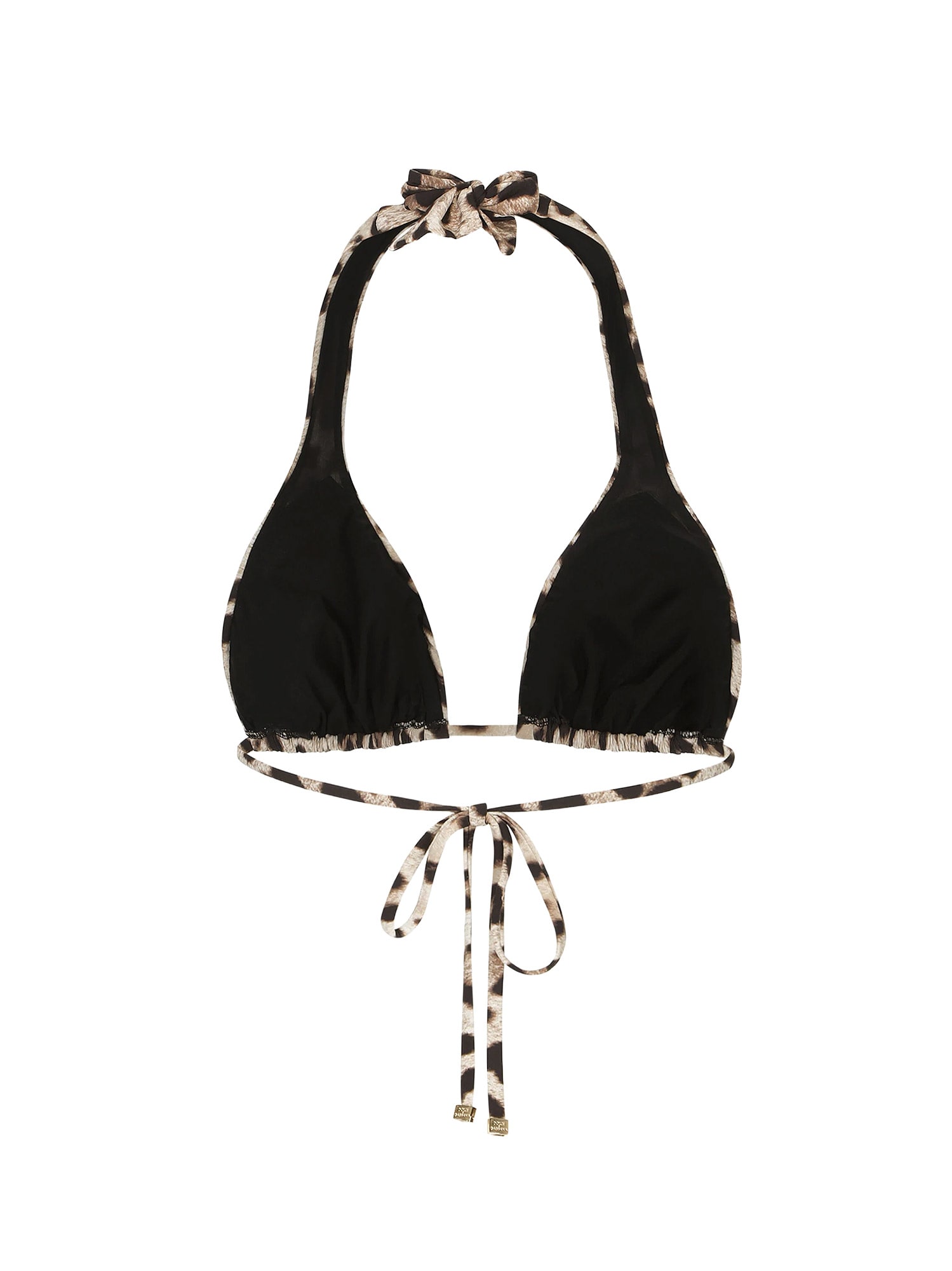 Dolce & Gabbana Animal Print Halter Bikini Top Bow Detail In Brown