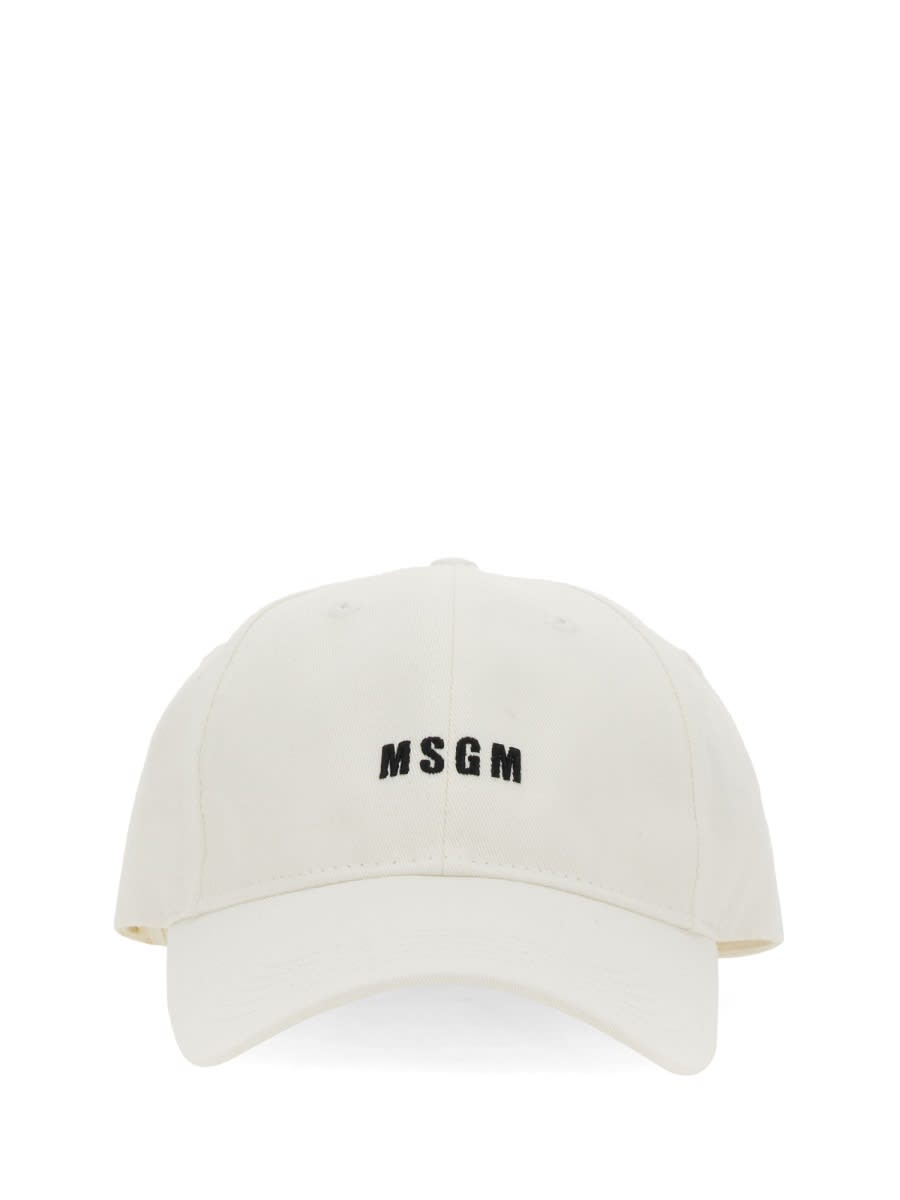 Shop Msgm Baseball Cap In White