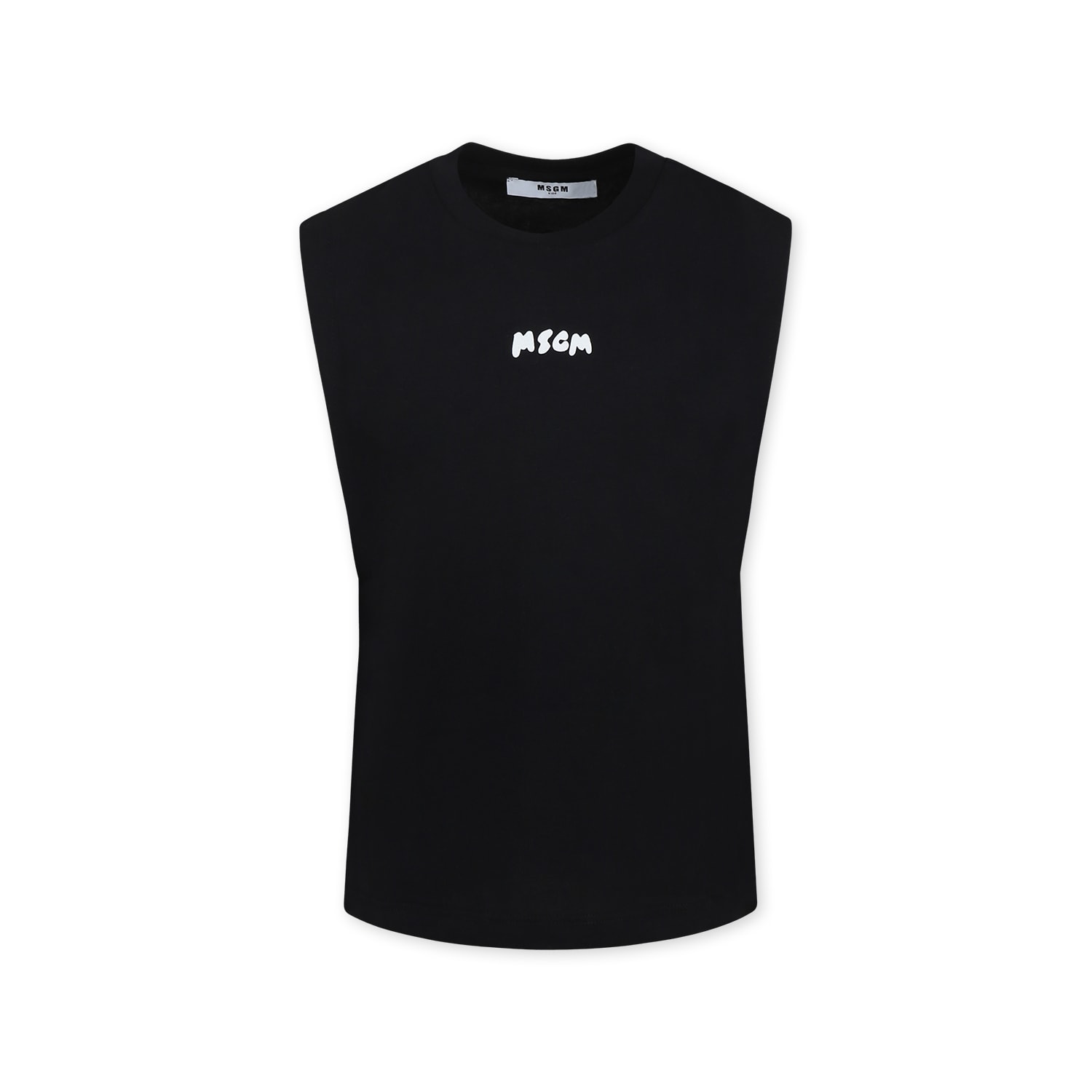 Msgm Black Tank Top For Boy With Logo In Black