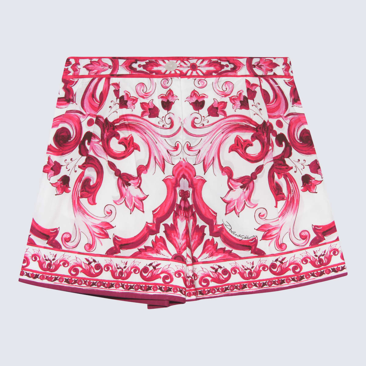 Dolce & Gabbana Kids' Maioliche Fuchsia Cotton Shorts In Maioliche Fuxia