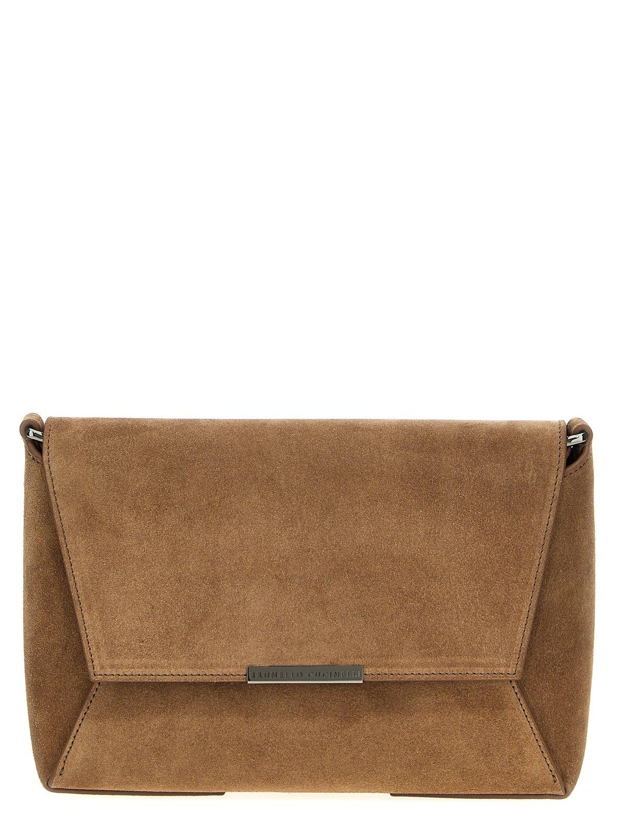 Shop Brunello Cucinelli Envelope Crossbody Bag In Brown