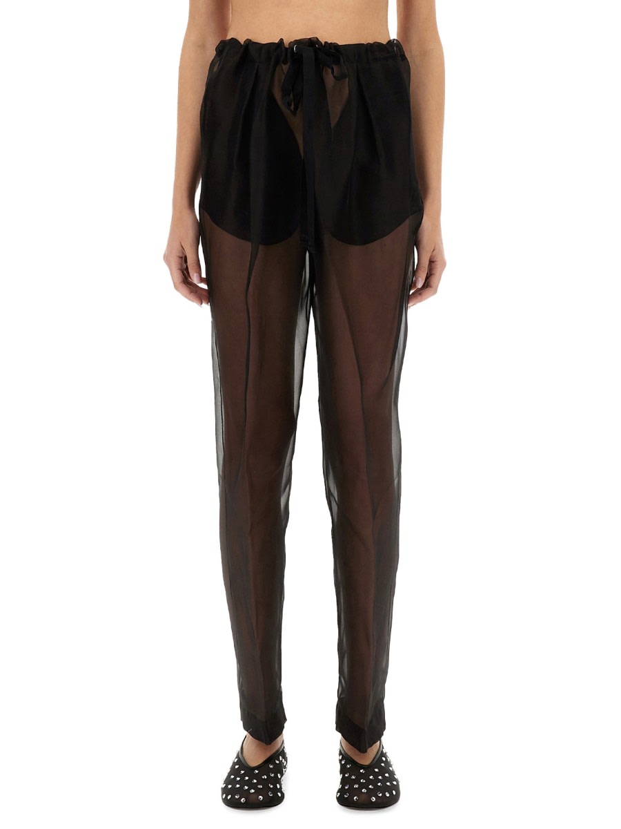 Khaite Trenton Silk Organza Sheer Pants In Black