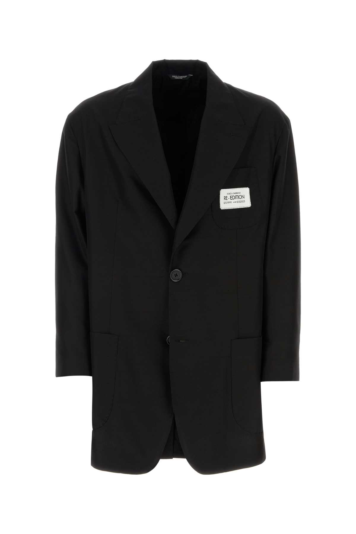 Shop Dolce & Gabbana Black Shantung Oversize Blazer In Nero