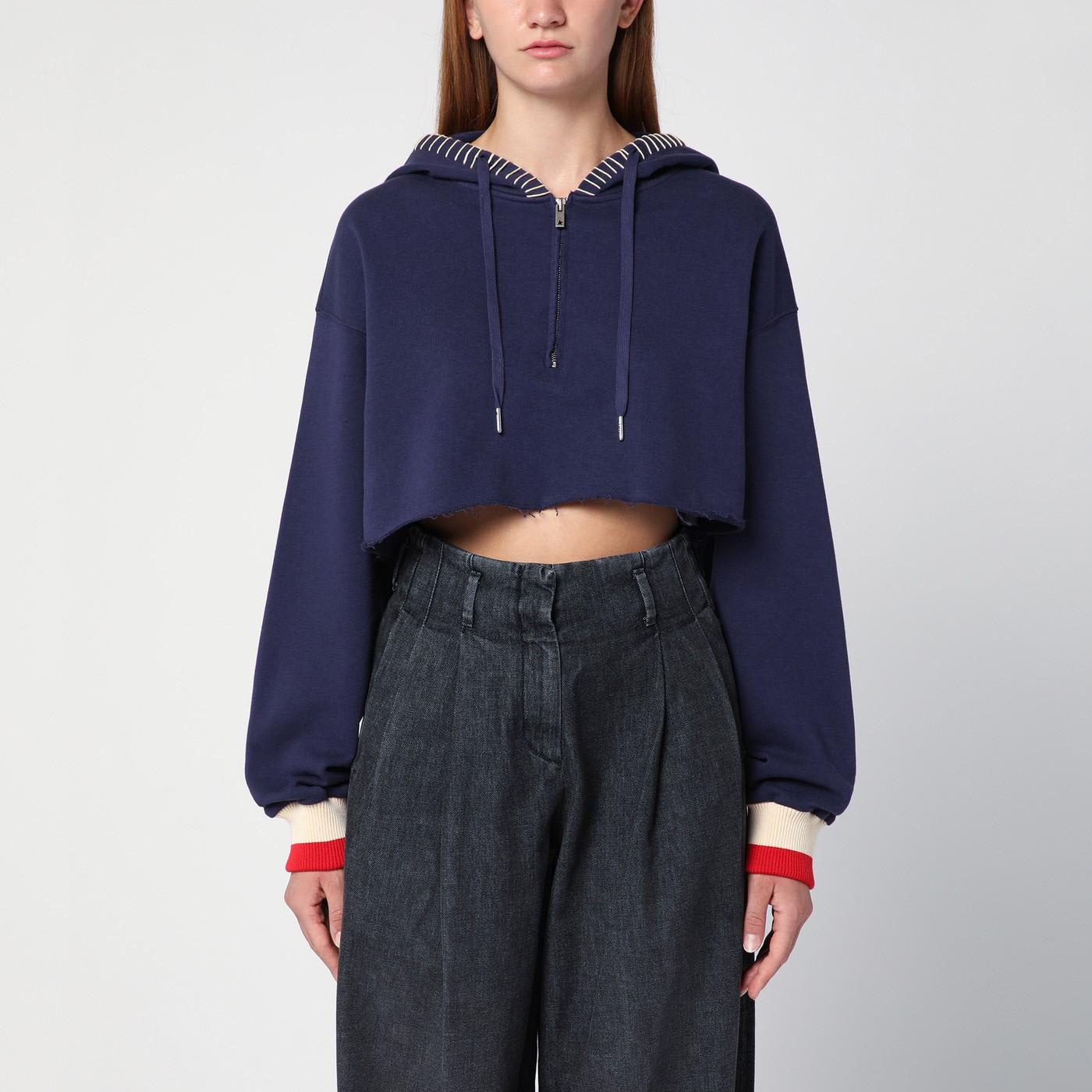 Blue Cropped Hoodie