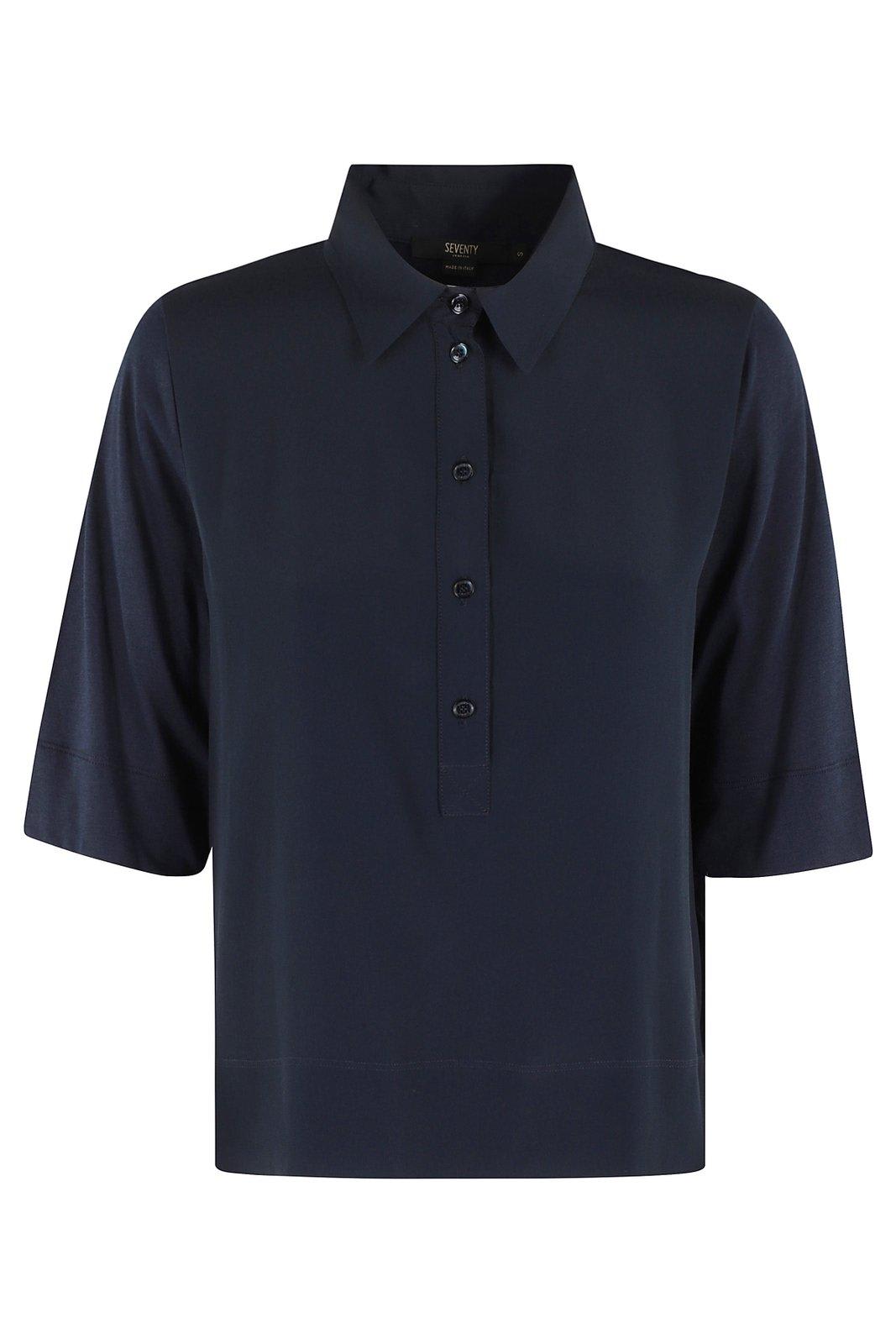 Short-sleeved Crepe Polo Shirt