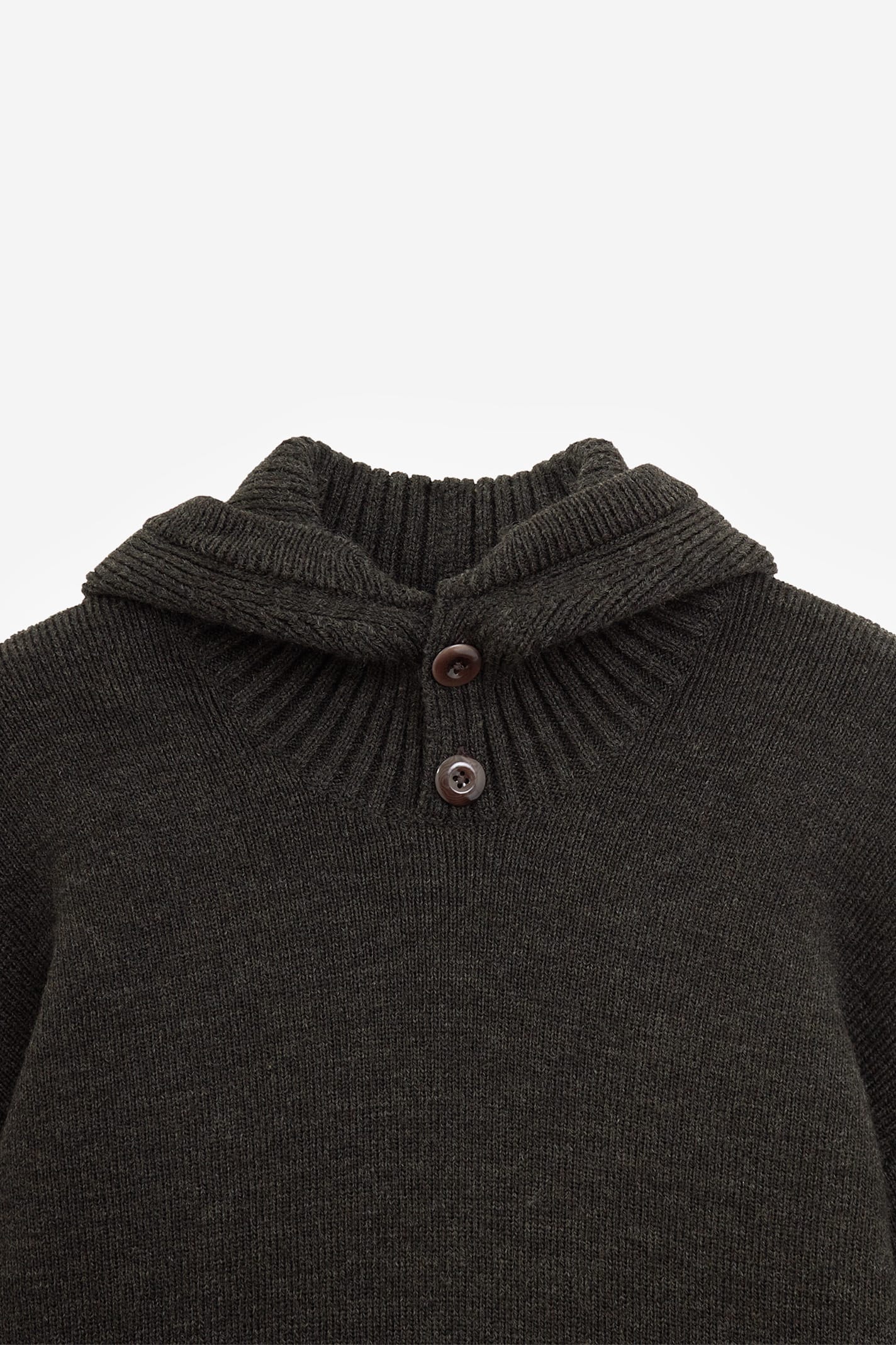 Lemaire Hooded Knit Sweater Featuring Button Detail In Brown