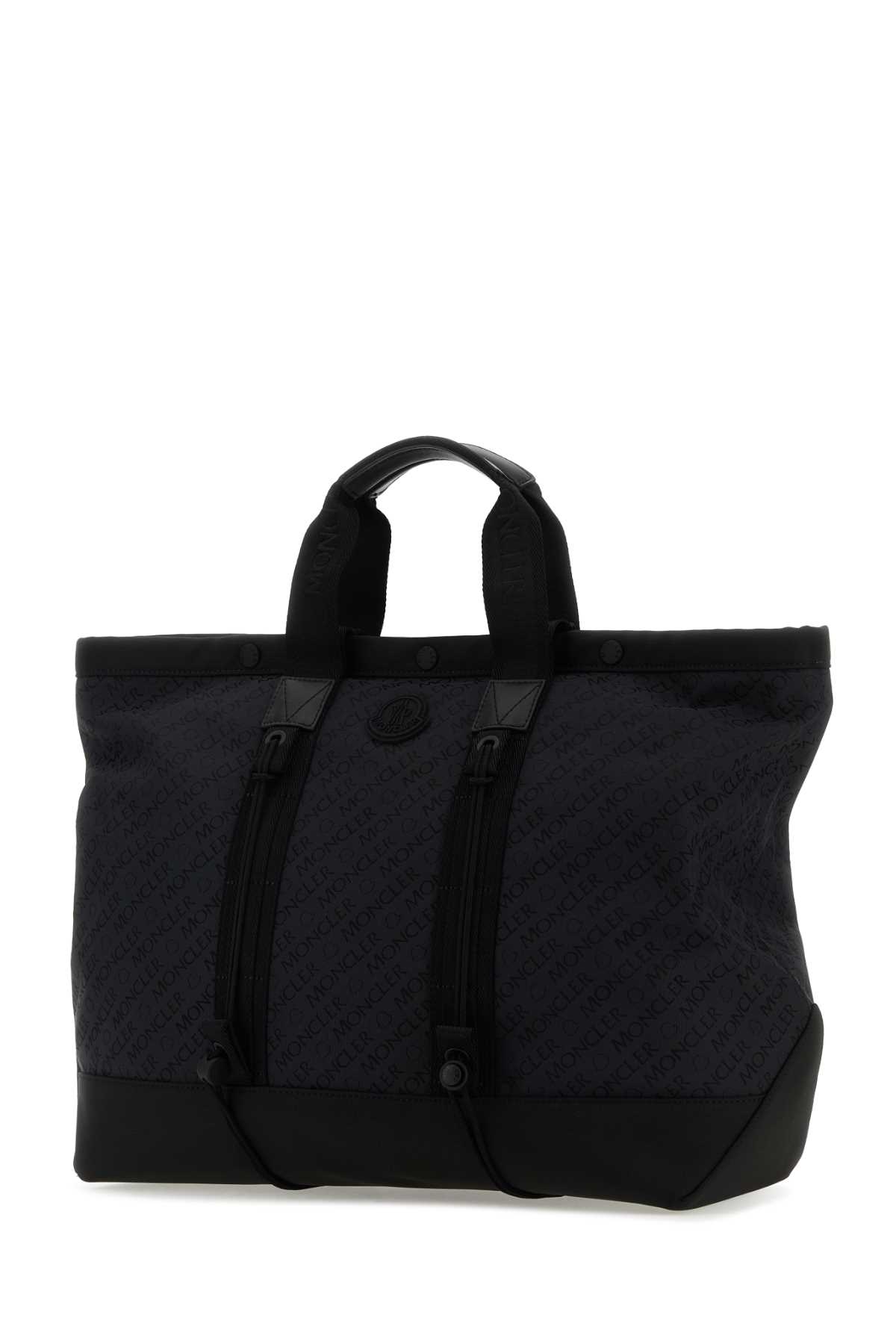 Shop Moncler Black Canvas Tech Shopping Bag In 999