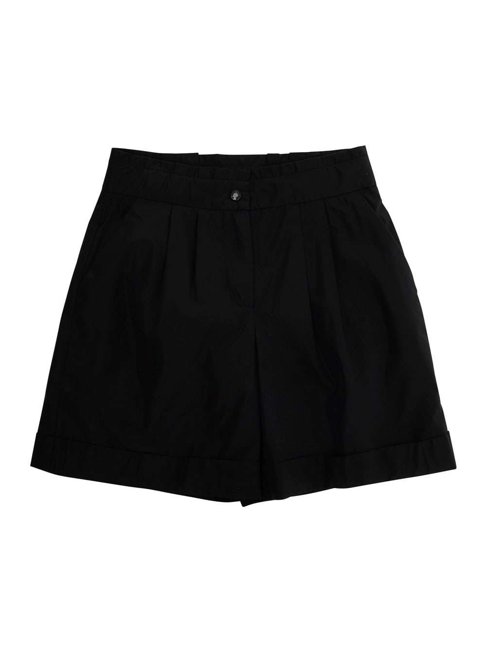 Moncler Black Shorts With Logo Patch On The Back In Techl Fabric Girl In Black
