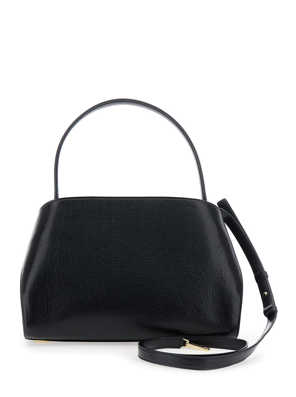 Ferragamo Small Hug Grained Leather Top Handle Bag In Black