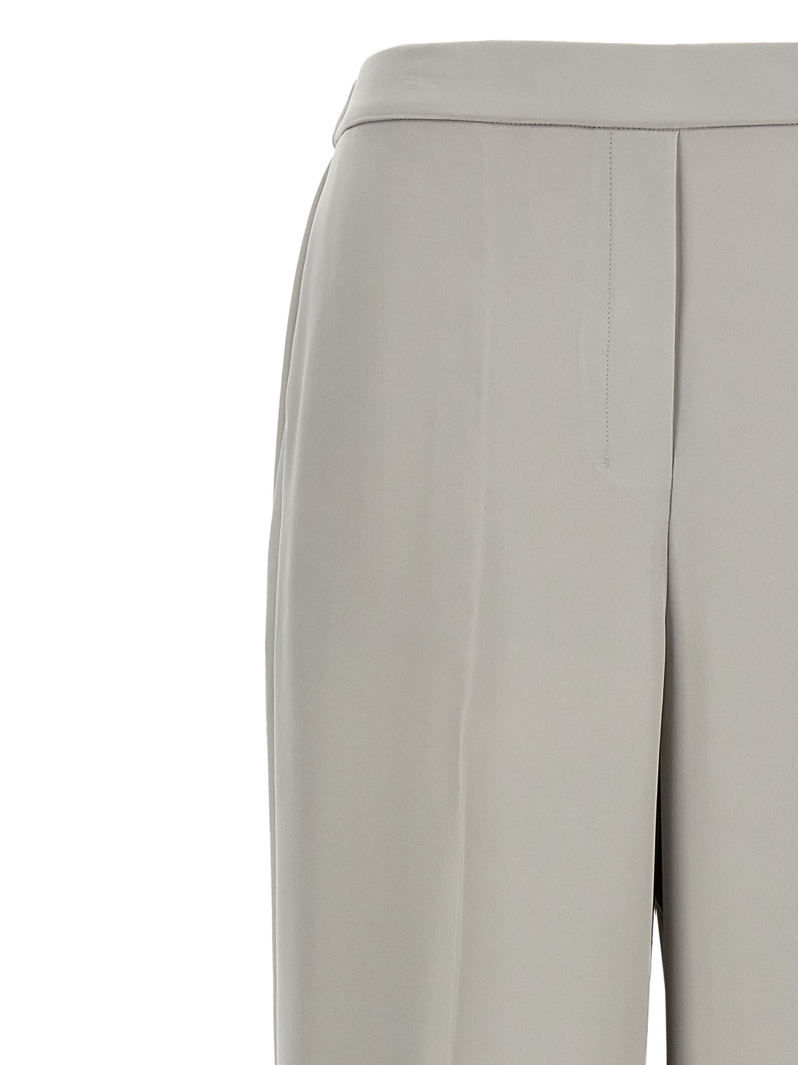Theory Metallic Pants With Rear Elastic Waist And Wide Leg In Silk Woman In Gray