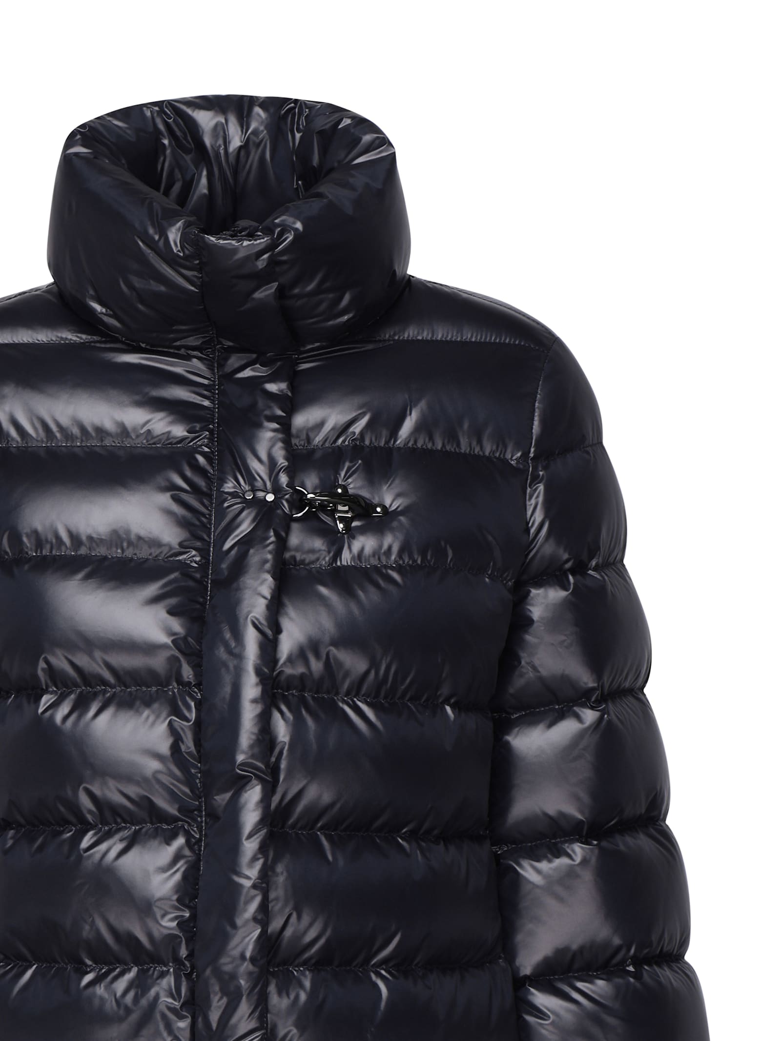 Fay Cape In Black Lightweight Nylon In Petrol Blue