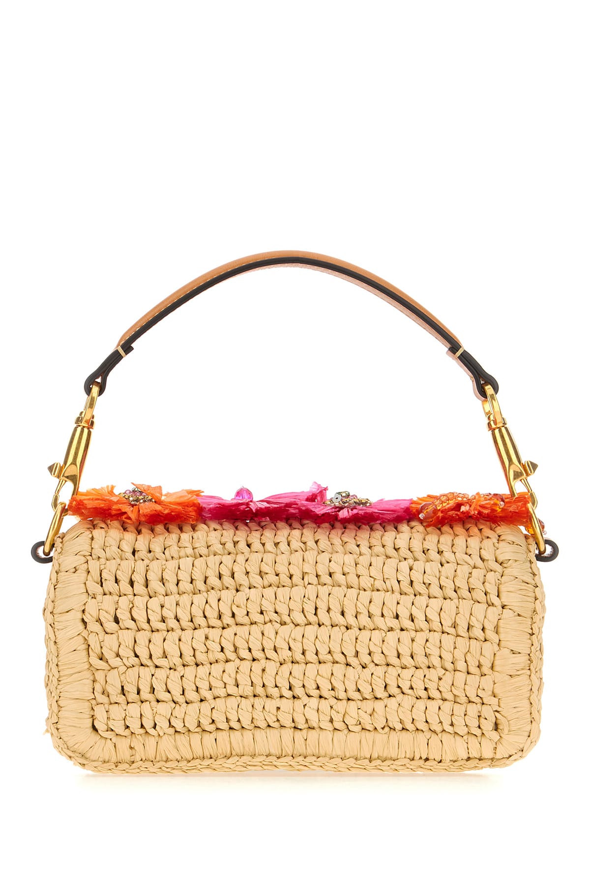 Valentino Raffia Vlogo Signature Handbag In Nate Verde Azzurro