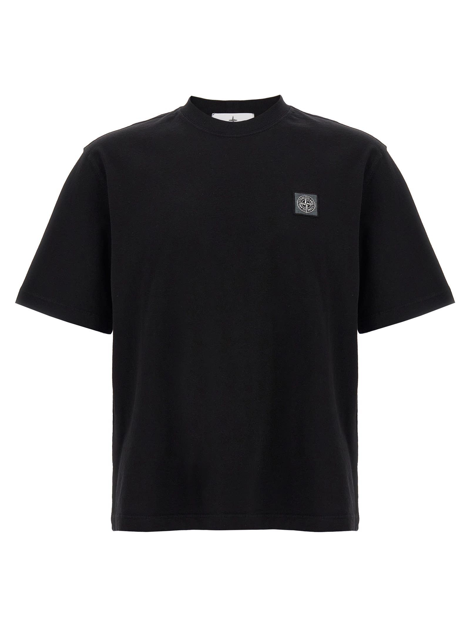 Stone Island Compass Patch Cotton Jersey T-shirt Clothing In Black