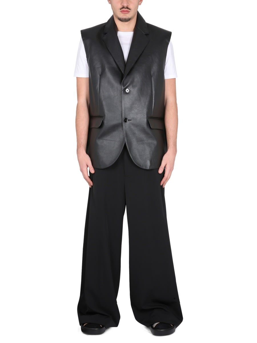Mm6 Maison Margiela Mm6 By Maison Margiela Leather Vest In Black