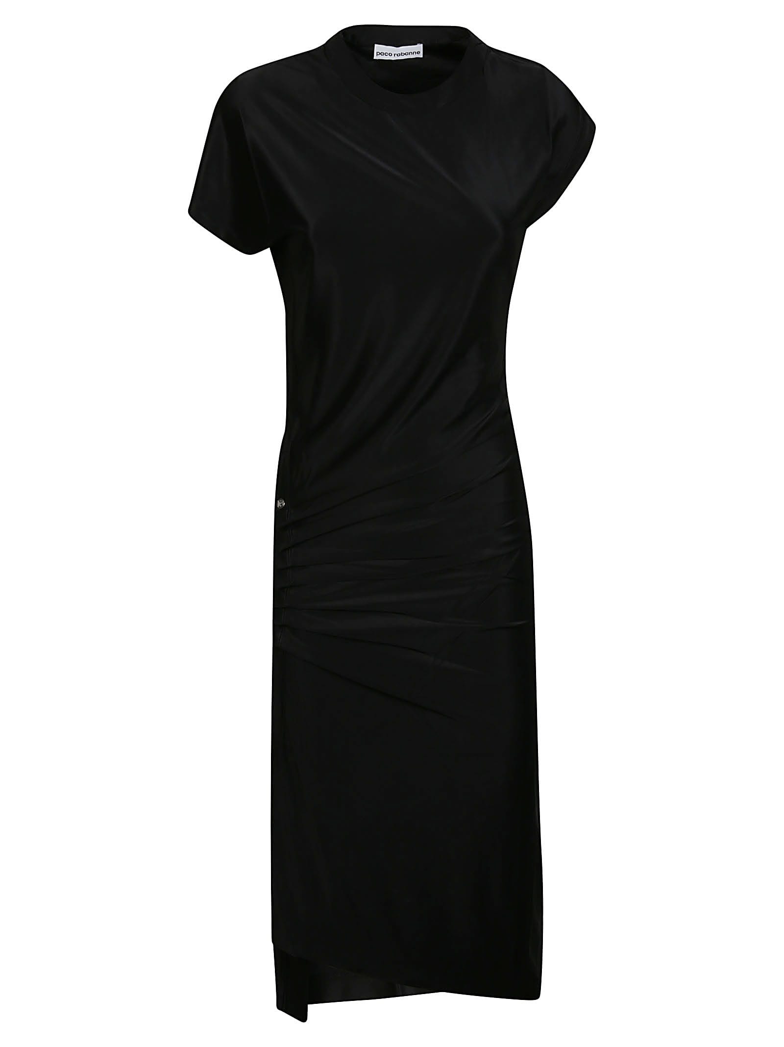 Shop Rabanne Draped Midi Dress In Black