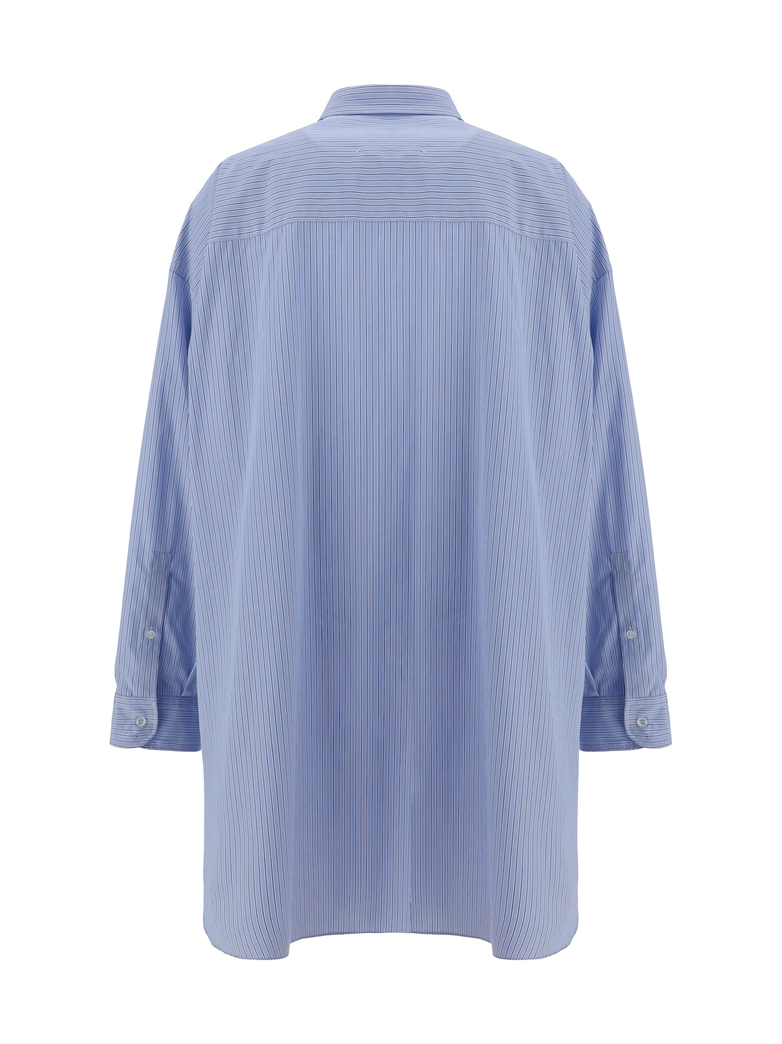 Shop Maison Margiela Shirt In White & Blue Stripes