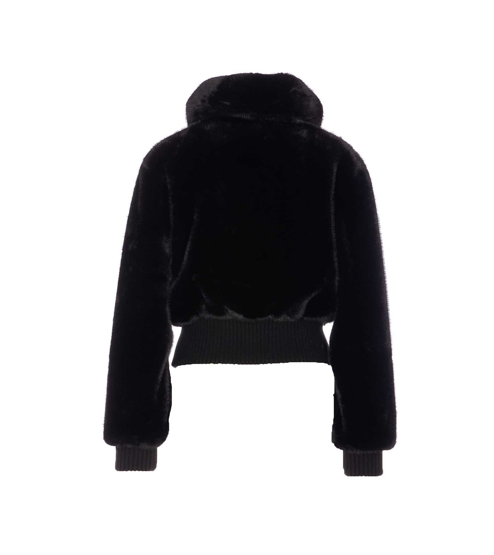 Pinko Faux Fur Bomber Jacket In Black