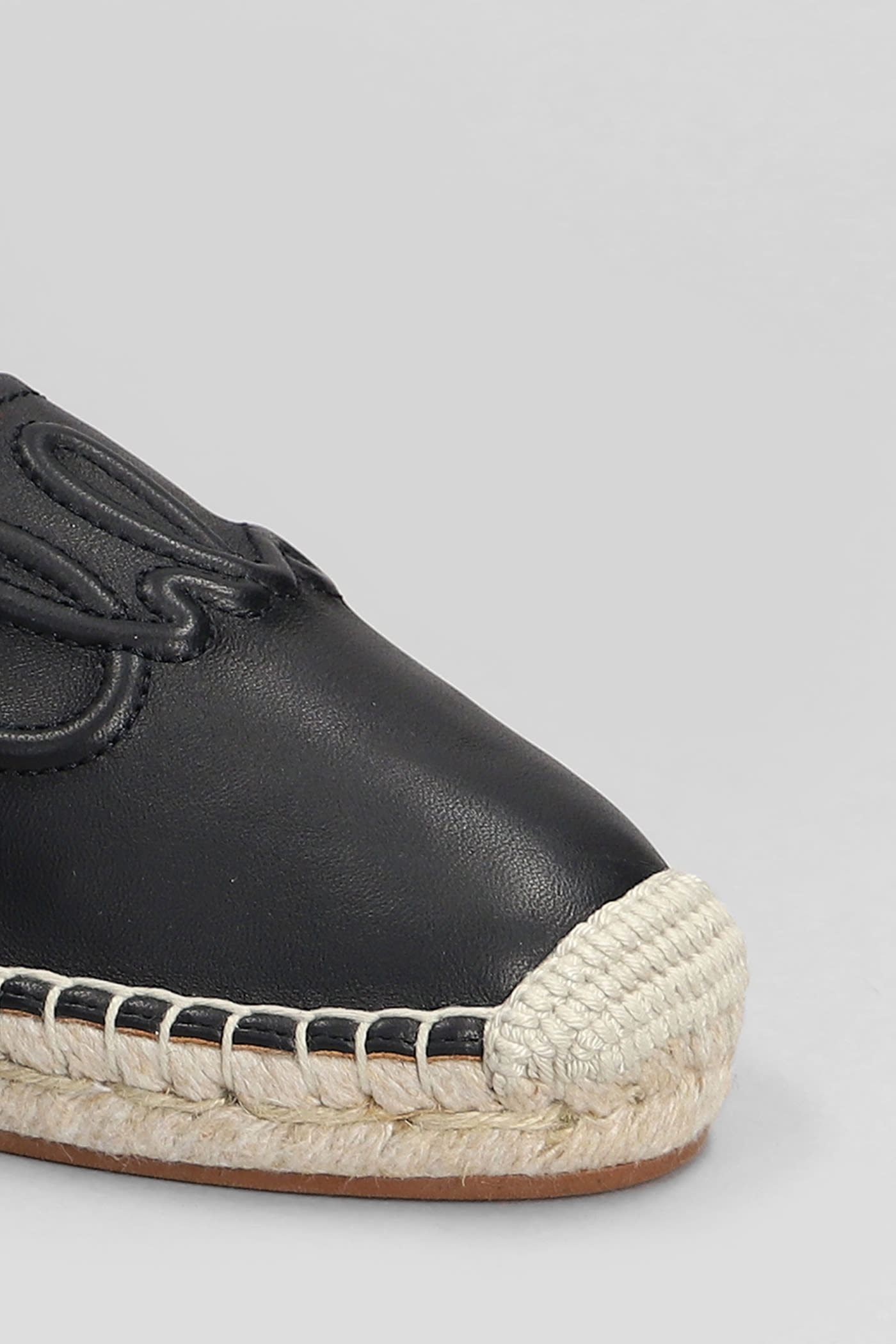 Chloé Isla Espadrilles In Black Leather In Black