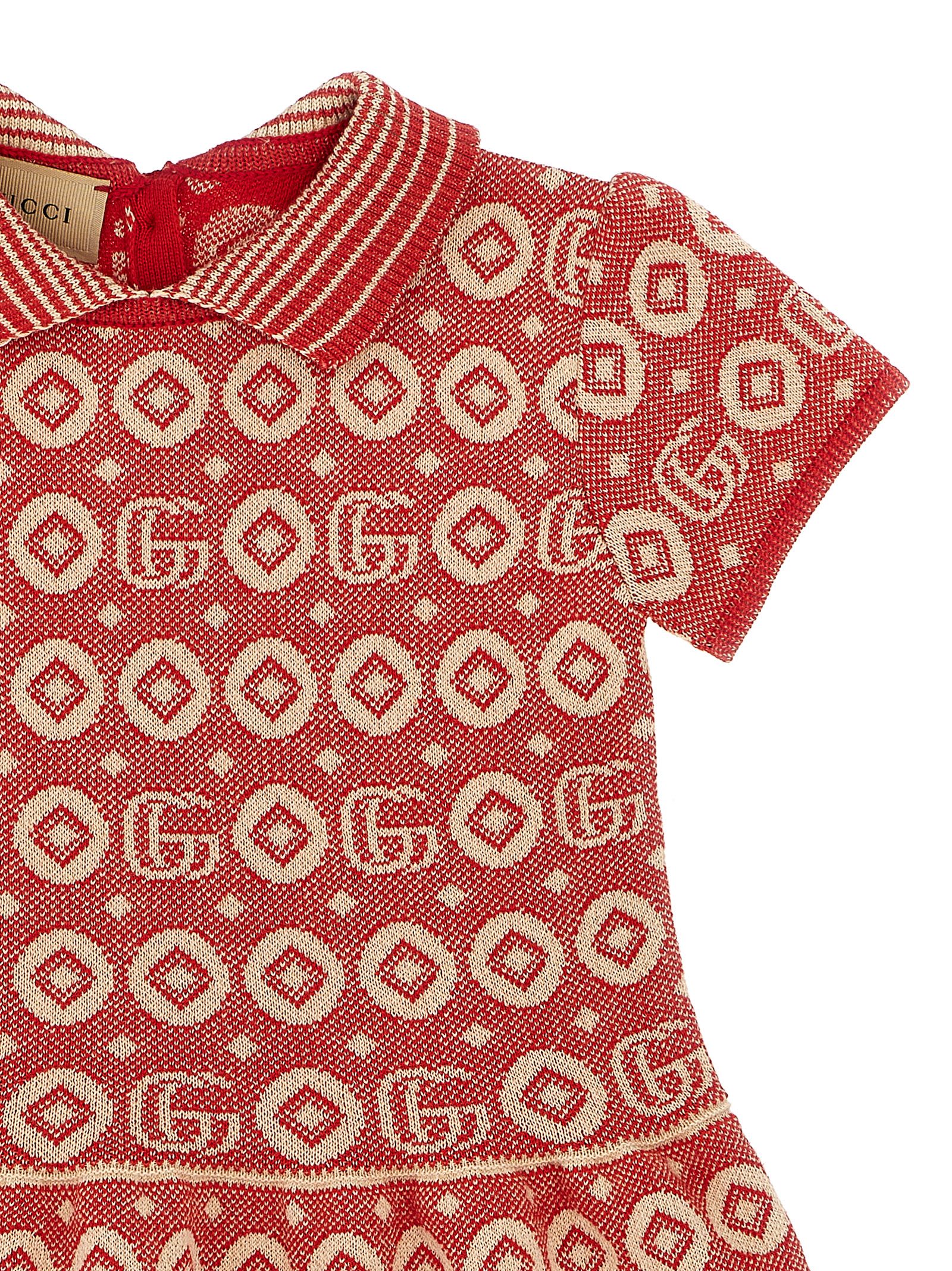 Shop Gucci Jaquard Logo Dress In Red