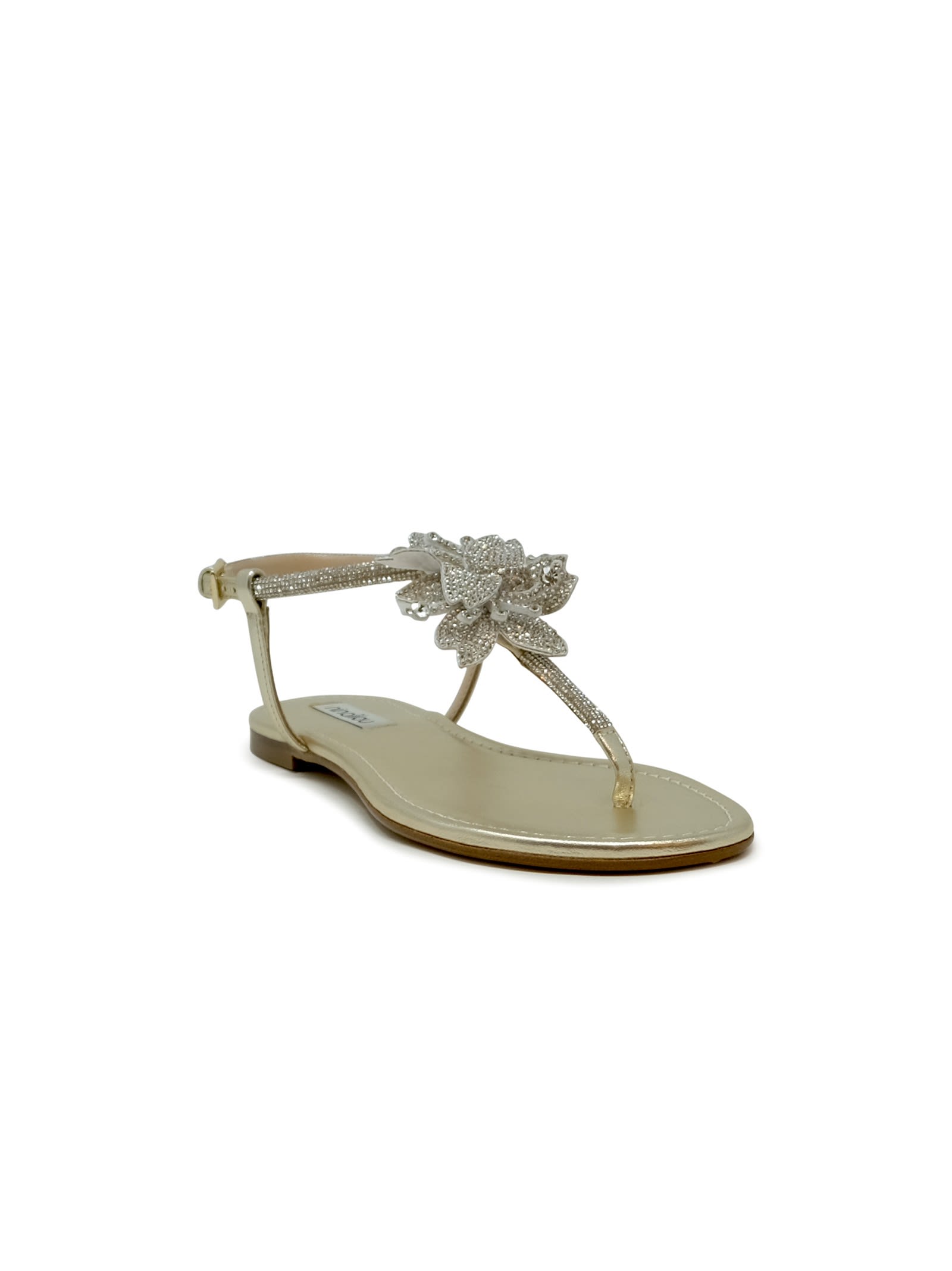 Ninalilou Nappa Flat Sandal In Platinum