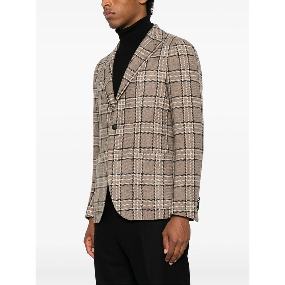 Tagliatore Checked Blazer In Brown