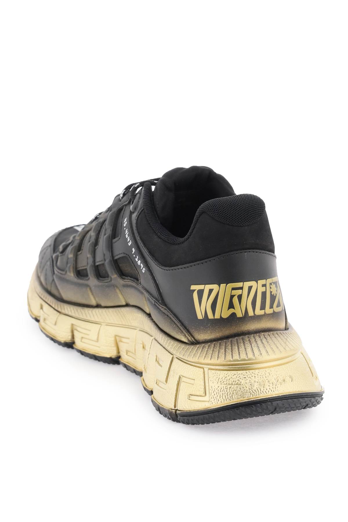 Shop Versace Trigreca Sneakers In Black Gold (black)