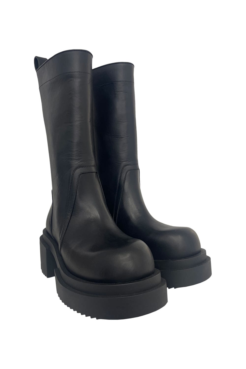 Rick Owens Womens Black Pull On Bogun Leather Heeled Knee-high Boots In Black