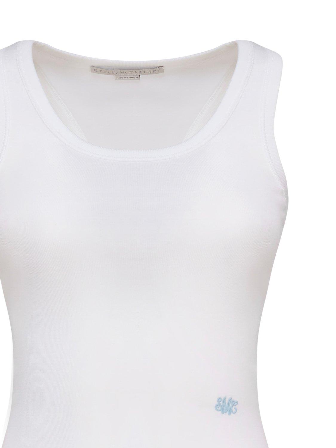 Shop Stella Mccartney Logo Embroidered Tank Top In White