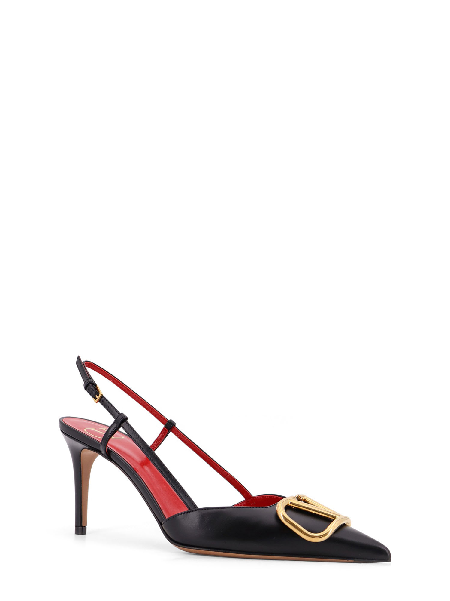 Valentino Garavani Vlogo Signature Leather Slingback Pumps In Black