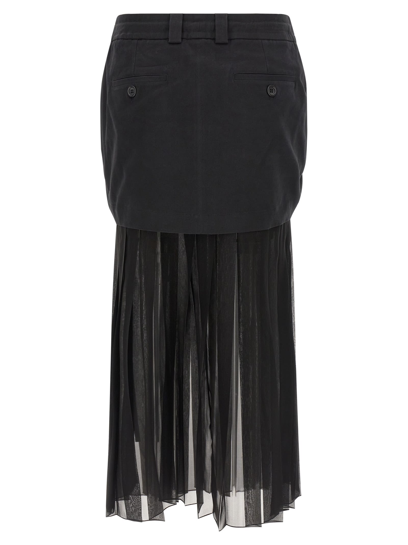 Dolce & Gabbana Twill And Chiffon Skirt In Black