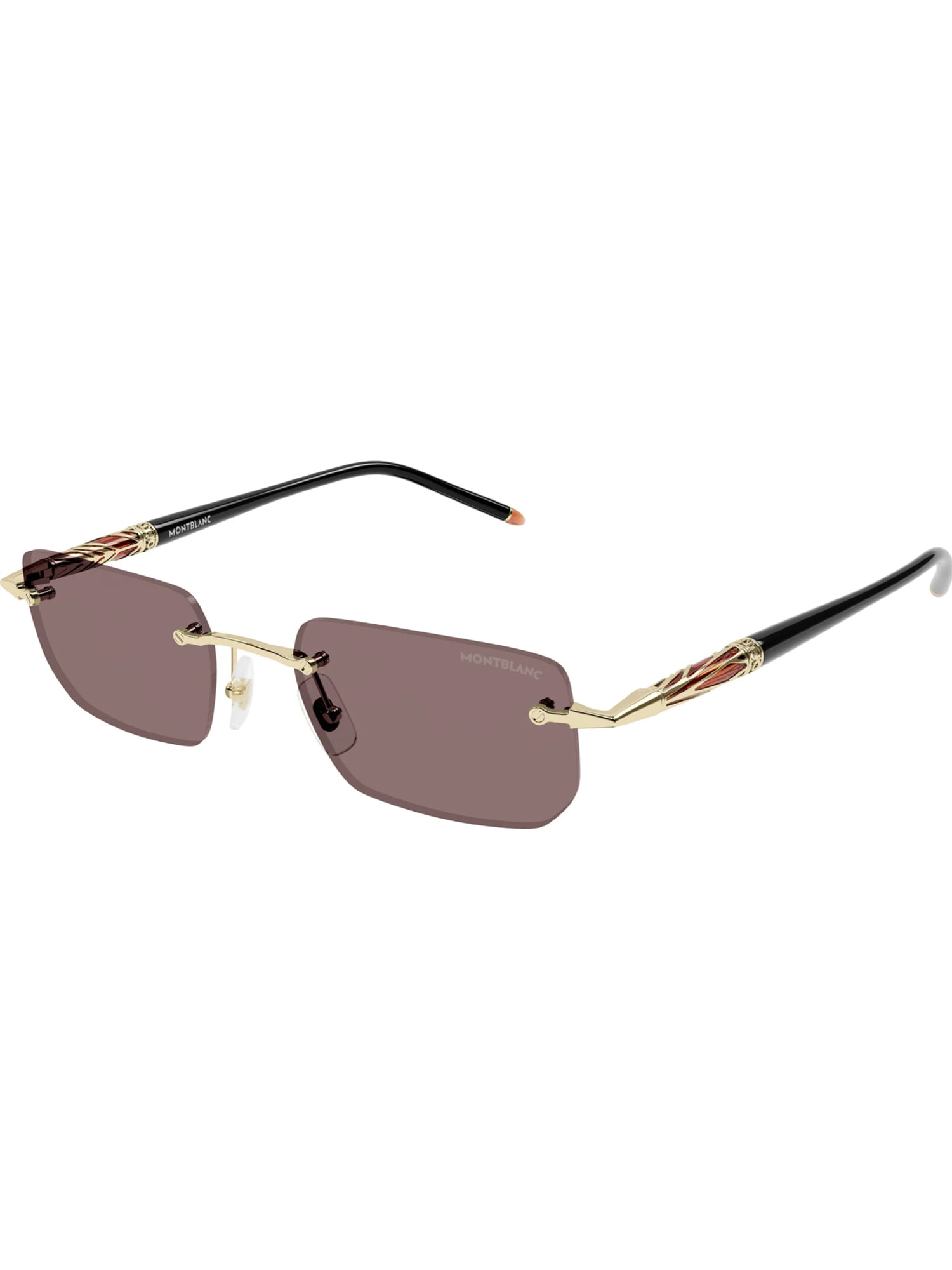 Shop Montblanc Mb0348s Sunglasses In Gold Black Brown