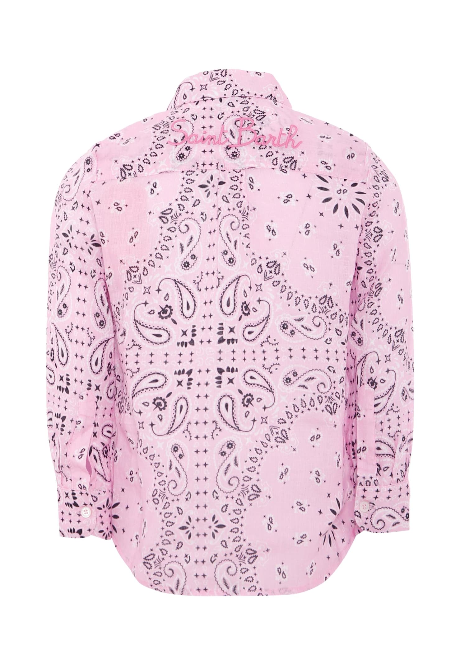 Mc2 Saint Barth Linen Bandana-print Shirt In Pink