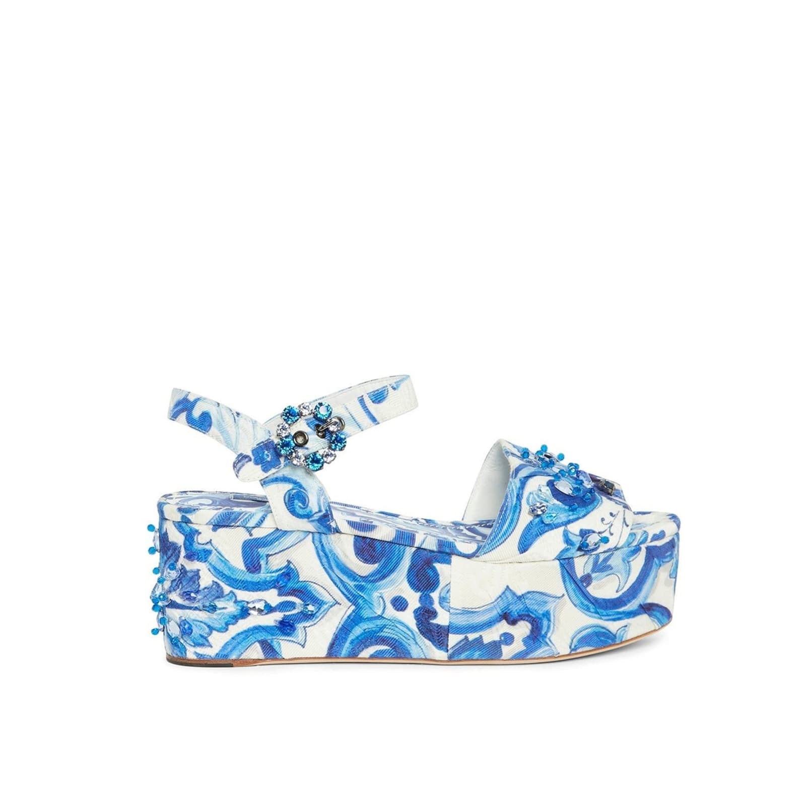 Shop Dolce & Gabbana Wedge Sandals In Blue