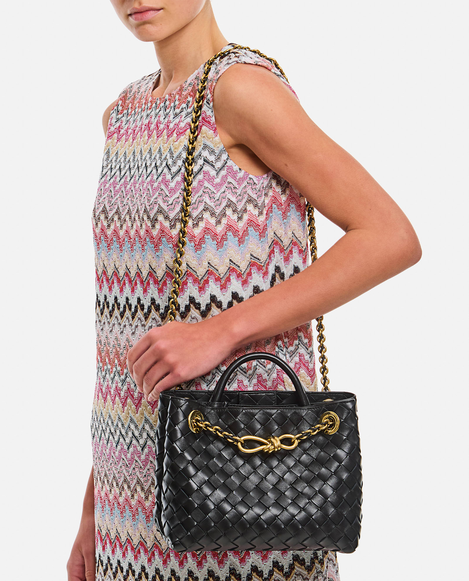 Bottega Veneta Women Andiamo Small Leather Tote Bag In Black