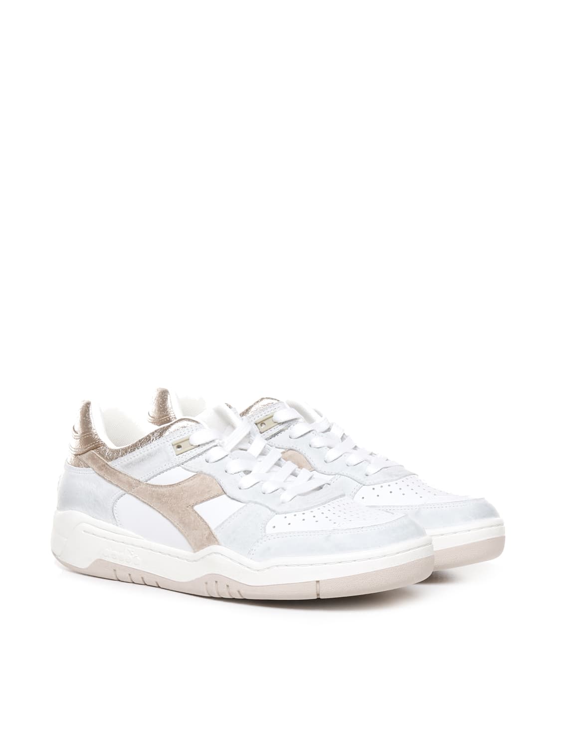 Shop Diadora Sneakers B.560 Crackle Lamé In White, Laminated