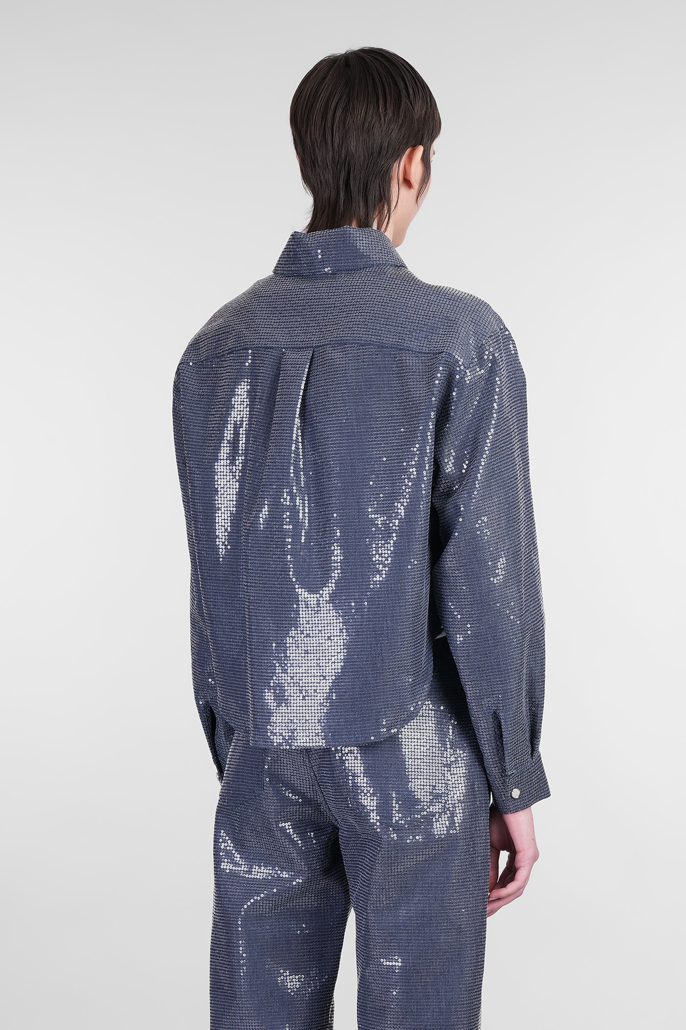 Mvp Wardrobe Cotton Blend Shirt With Allover Sequins