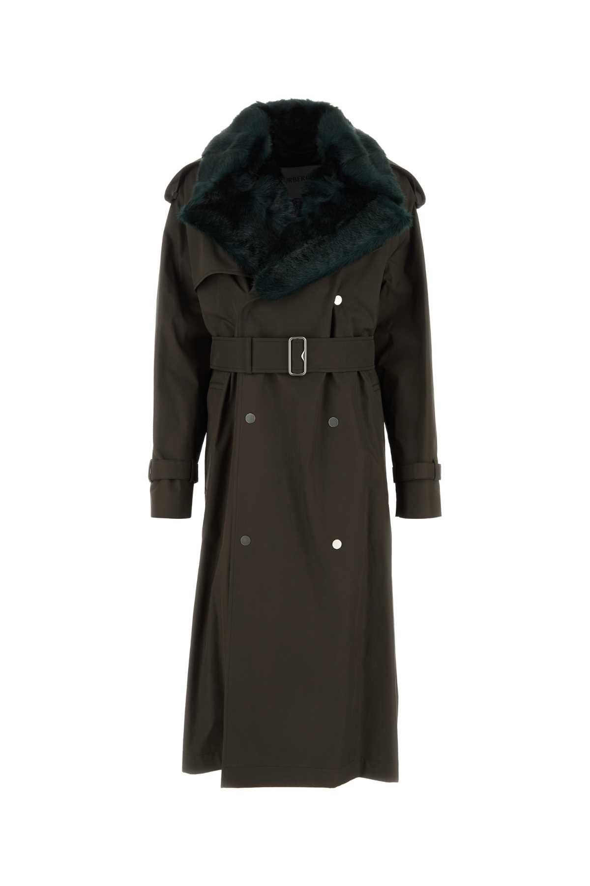 Shop Burberry Chocolate Cotton Oversize Kennington Trench Coat In Otter