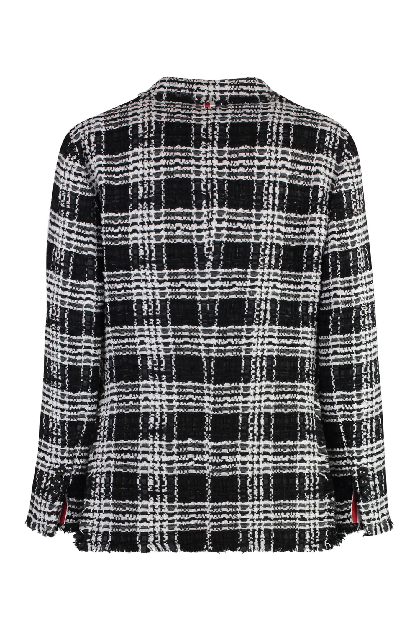 Thom Browne Check-pattern Tweed Jacket In Black