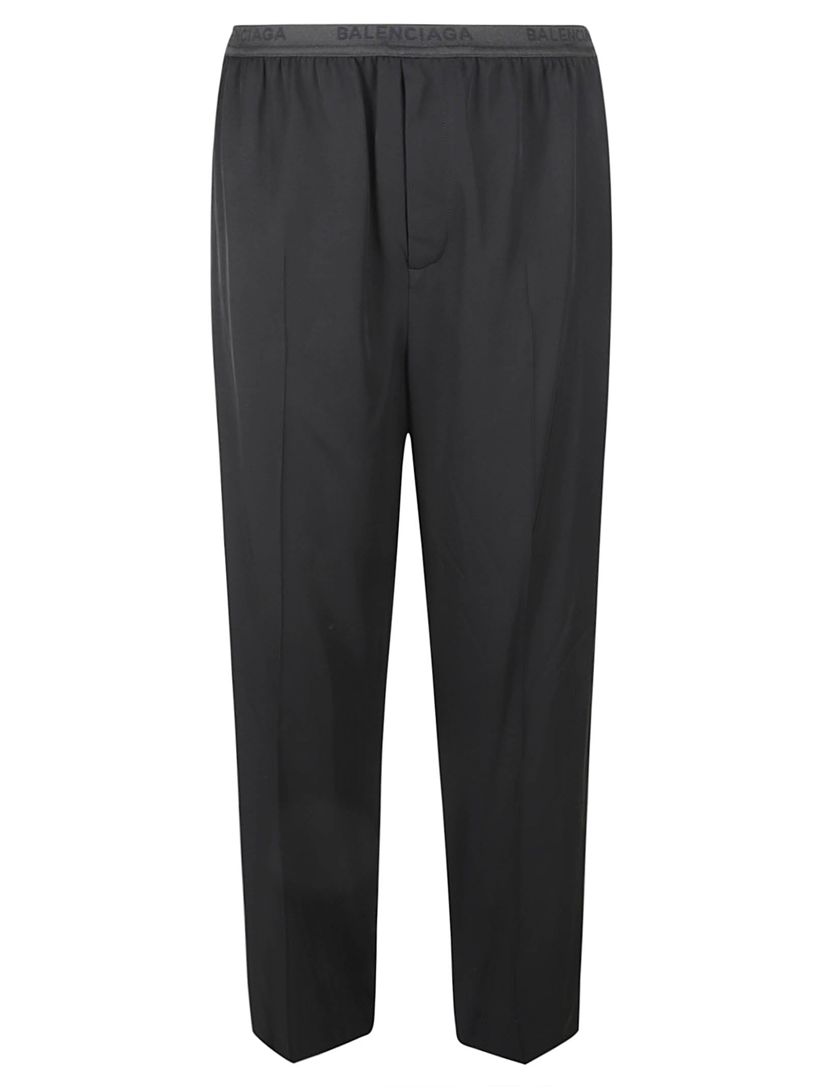 Shop Balenciaga Elastic Waist Trousers In Black