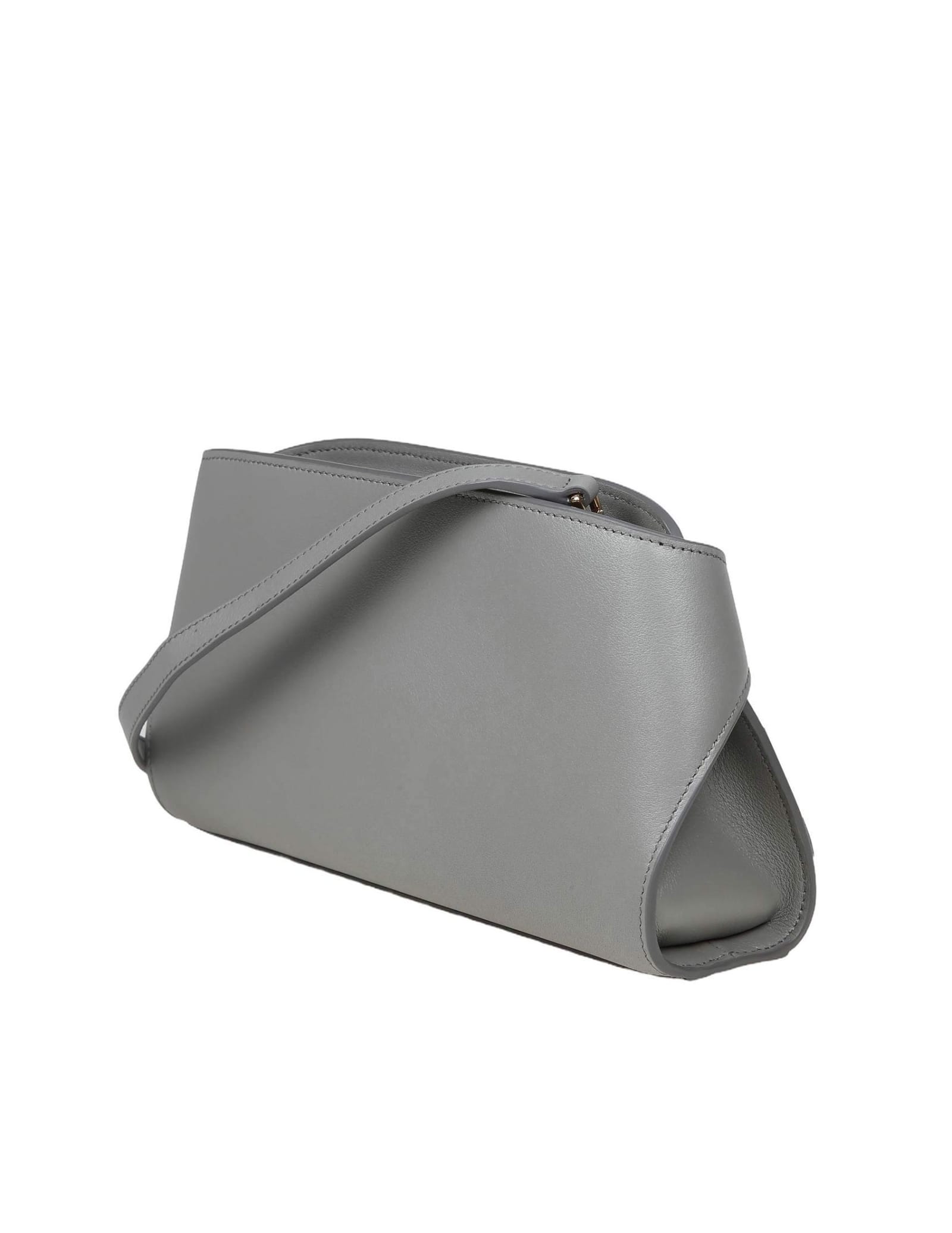 Shop Ferragamo Hug Clutch In Gray Leather In Grey