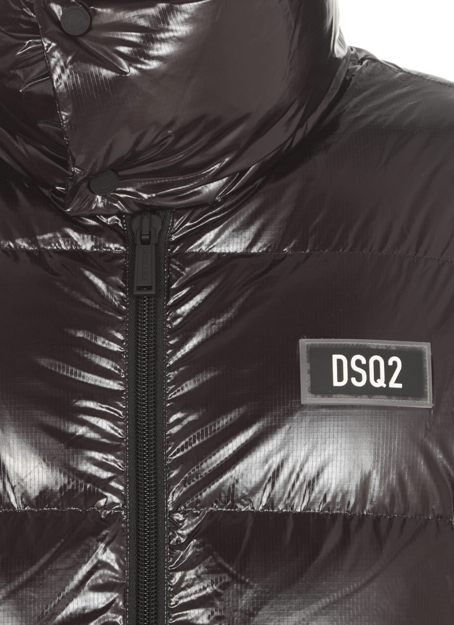 Shop Dsquared2 Quilted Down Jacket With Logo In Black