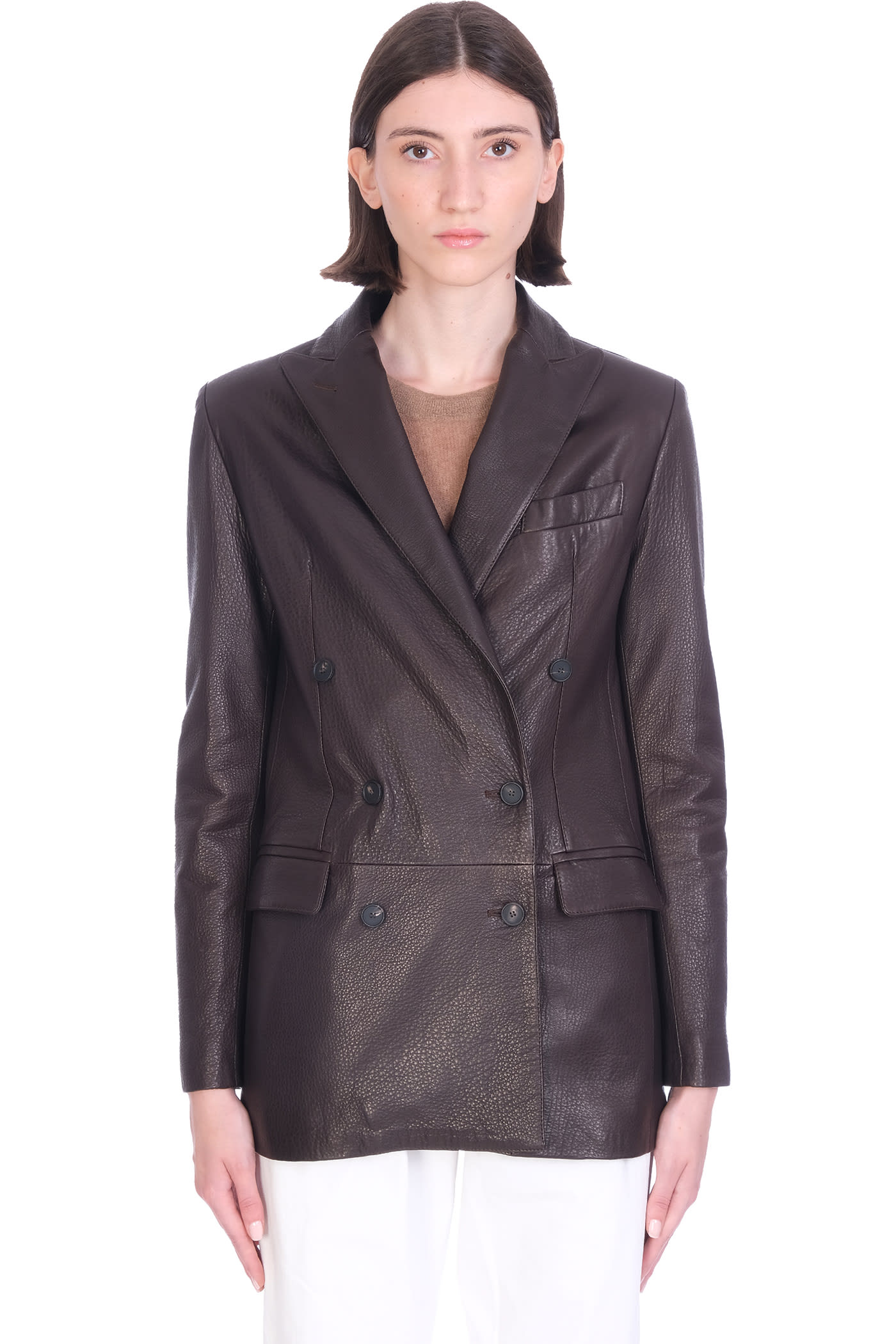 Tagliatore 0205 Josie Leather Jacket In Brown Leather