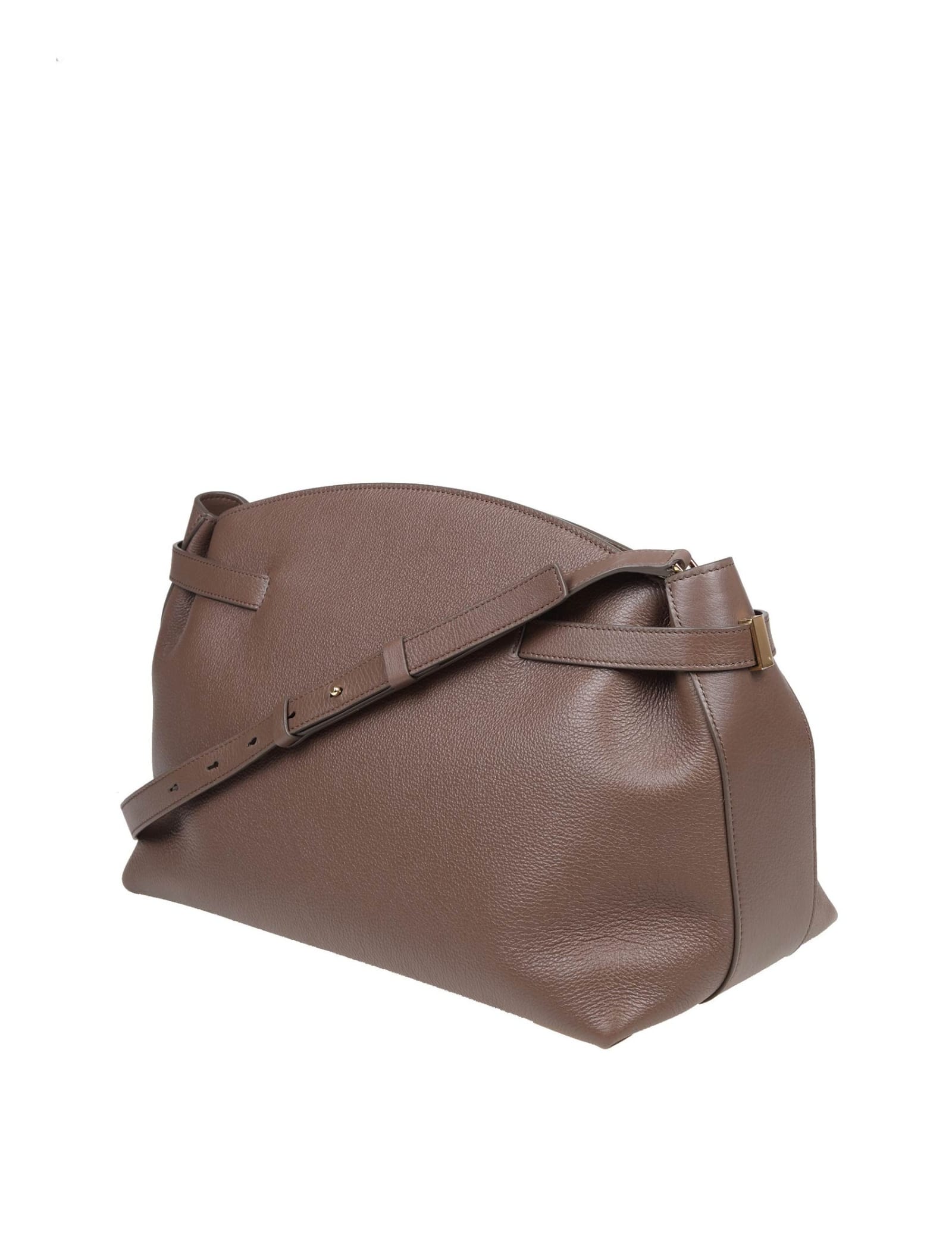 Shop Ferragamo Pouch Hug Bag In Clay-colored Calfskin