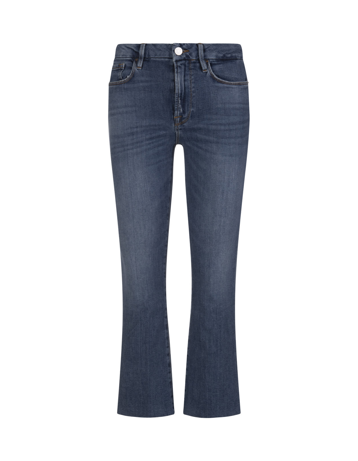 Frame Woman Le Crop Mini Boot Jeans In Dark Blue Denim