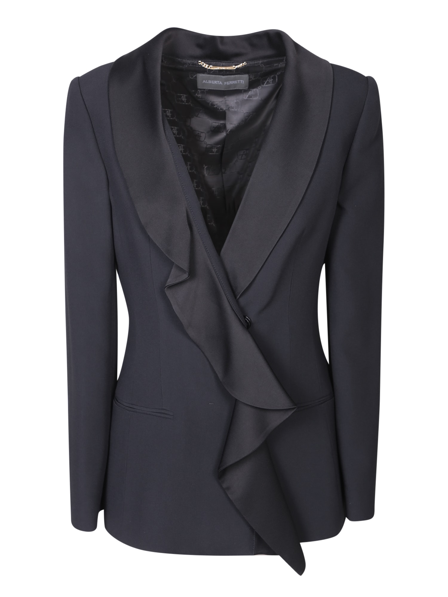 Alberta Ferretti Black Satin Enver Rouche Jacket