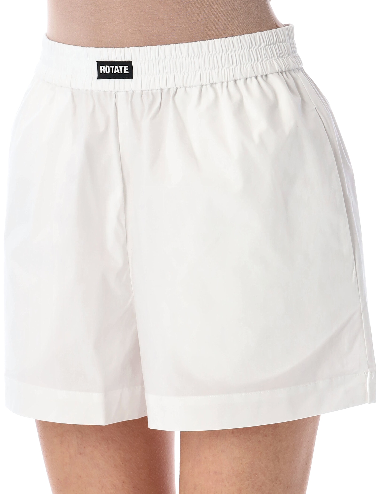 Rotate Birger Christensen Waistband Elastic Hem Turn-up Shorts In White